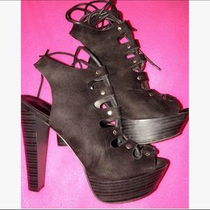 Black laced up heels